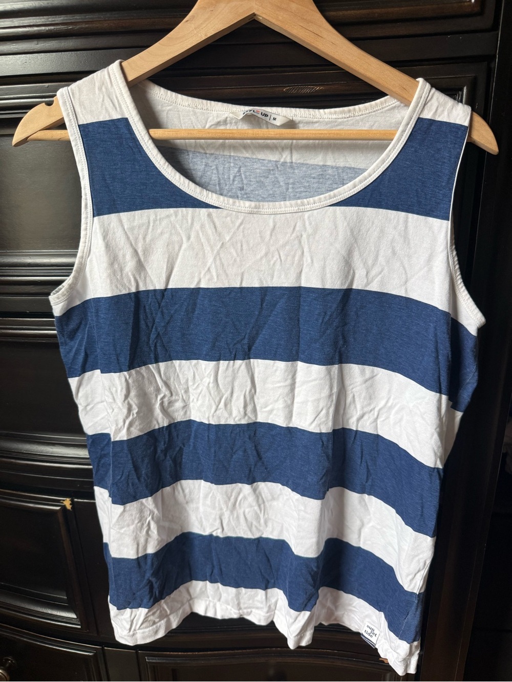 Striped Navy and White Sleeveless Tank Top